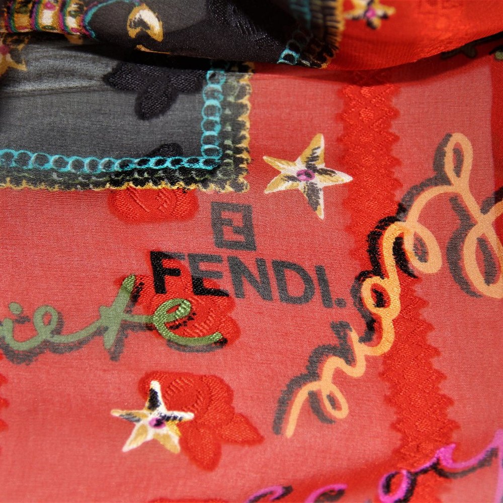 Vintage Rare Fendi 100% Silk Zodiac Square Scarf - Picture 4 of 8